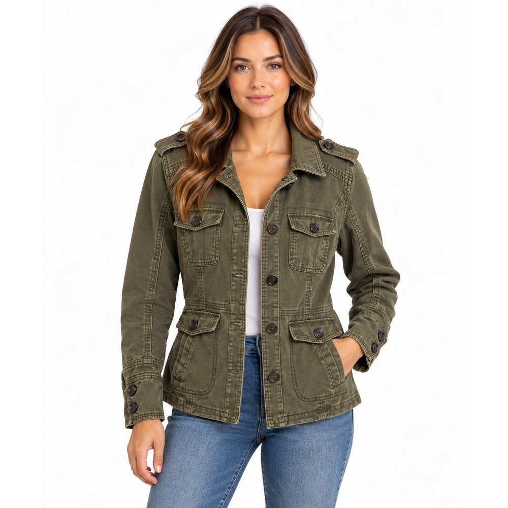 Converse One Star Olive Green Military Utility Field Jacket Womens Large